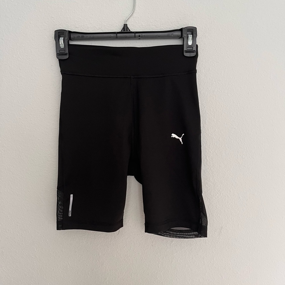 Puma Black pre teen Performance Bike Shorts with White Logo